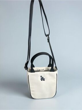 LA Logo Cream and Black Crossbody Tote